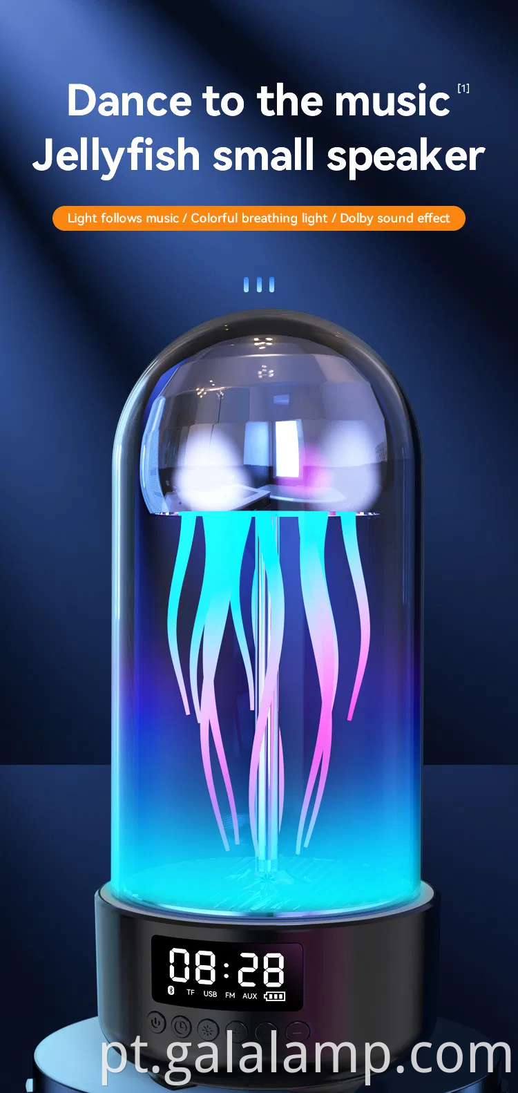 Alto -falante Bluetooth Intelligent Wireless, luz respiratória colorida, portátil inteligente